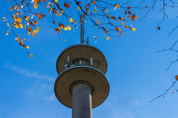 Broadcasting tower in autumn