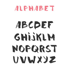 Hand drawn alphabet, latin characters set. Vector lettering for posters, banners or greeting cards. Isolated on white background
