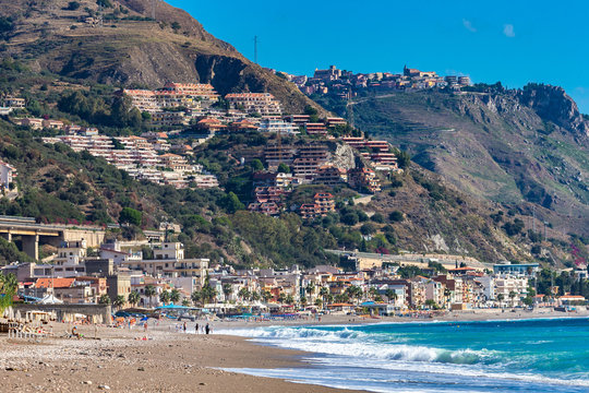 Letojanni. Nestled to the north of Taormina, Letojanni is a popular coastal resort. Sicily, Italy.