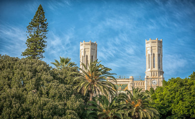Fototapeta premium A building of the City Hall in Cagliari, Sardinia, Italy