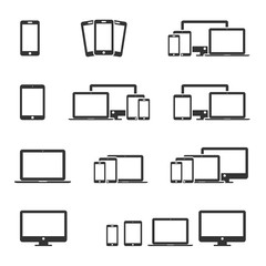 Vector image set of device icons. - obrazy, fototapety, plakaty