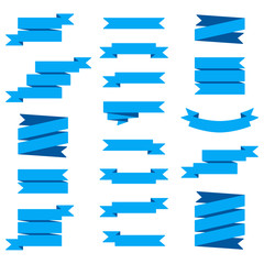 Vector image set of blue ribbons banners.