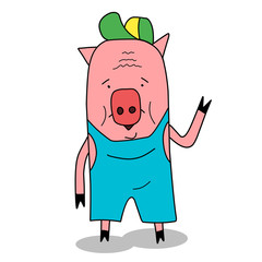 Obraz premium Stock Illustration Funny Pig in Cap