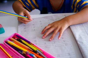 Little girl doing homework