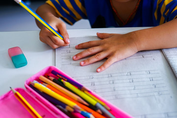 Little girl doing homework