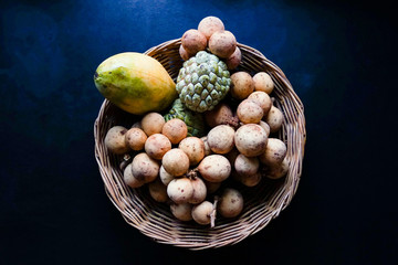 plate full of exotic thailand fruits