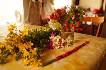 A bouquet of childhood from red strawberries