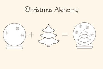 Thin line icons of Christmas time and X-mas elements. Christmas Alchemy. Linear collection.