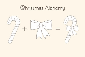 Thin line icons of Christmas time and X-mas elements. Christmas Alchemy. Linear collection.