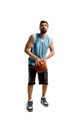 Basketball player looking at basket