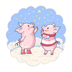 Obraz na płótnie Canvas Cartoon pigs