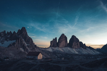 Nightscape at Tre Cime di Lavaredo, Italian Dolomites