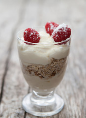dessert lacté a la framboise