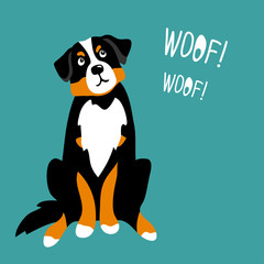 vector color cute bernese mountain dog pet animal  cartoon doodle pattern simple childish design pattern for textile paper
