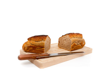 Homemade fresh plumcake isolated on white background