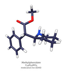 Methylphenidate ADHD medication shown as a molecular model