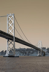 Vintage style Bay bridge in San Francisco, California