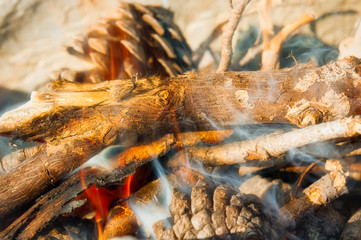 bonfire among the stones