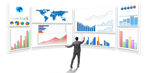 Businessman in business visualization and infographics concept