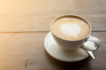 Coffee is heart-shaped in a coffee shop