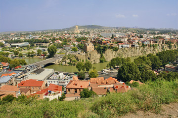 Obraz premium Tbilisi - the capital and the largest city of Georgia, lying on the banks of the Kura River 