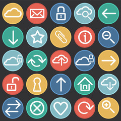 Web developer basic set on color circles black background set