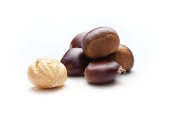 A isolated bunch of chestnuts isolated on white background