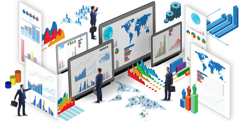 Businessman in business visualization and infographics concept