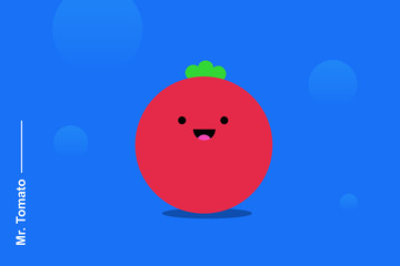 Happy and funny tomato. Cheerful character