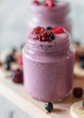 Soothie made of forest fruits and banana.