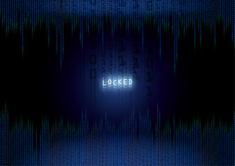 padlock at a screen - binary code