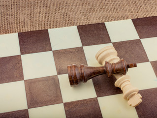 Chess board with chess pieces