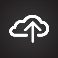 Cloud storage upload on black background icon