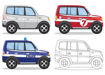 Set of cars. Isolated on white background. Vector illustration.
