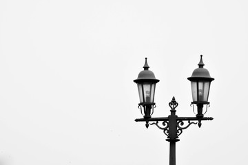 Fototapeta na wymiar luxury antique street light lamp on pale white background