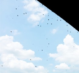 Rain drops fall continuously from roof