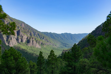 Naklejka premium Looking south along the volcanic ridge in La Palma, Canary Islands, Spain