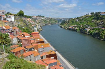 Naklejka na ściany i meble Porto downtown across Douro River. Portugal