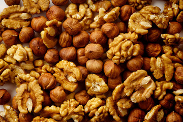 Overhead image of a group of various nuts