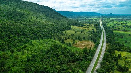 Fototapeta na wymiar A Long Road in rural Northern Thailand