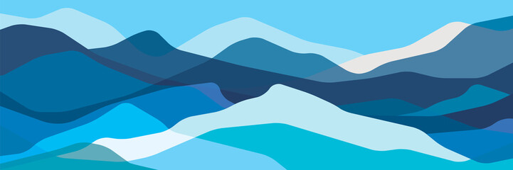 Color mountains, translucent waves, abstract glass shapes, modern background, vector design Illustration for you project