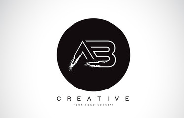 AB Modern Leter Logo Design with Black and White Monogram. Creative Letter Logo Brush Monogram.