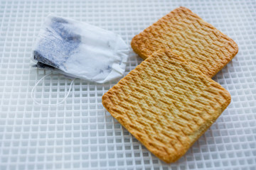 shortbread biscuits and tea bag