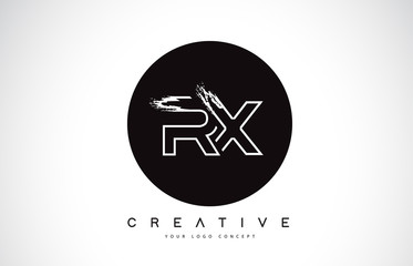 RX Modern Leter Logo Design with Black and White Monogram. Creative Letter Logo Brush Monogram. - obrazy, fototapety, plakaty