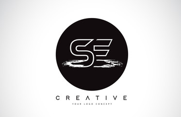 SE Modern Leter Logo Design with Black and White Monogram. Creative Letter Logo Brush Monogram.