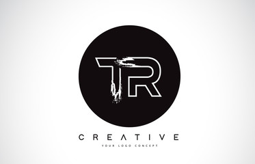 TR Modern Leter Logo Design with Black and White Monogram. Creative Letter Logo Brush Monogram.
