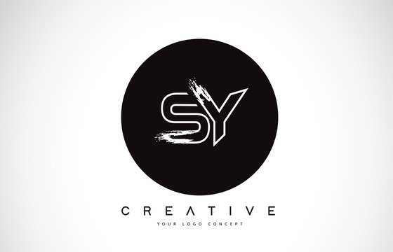 SY Modern Leter Logo Design with Black and White Monogram. Creative Letter Logo Brush Monogram.