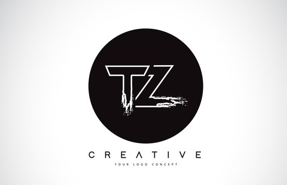 TZ Modern Leter Logo Design with Black and White Monogram. Creative Letter Logo Brush Monogram.