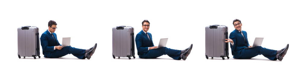 Businessman in business travel concept isolated on white