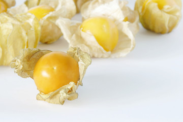Cape Gooseberry Fruit on White Background